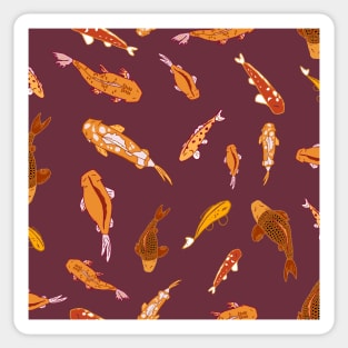 Simple swimming koi fish - orange, burgundy Sticker